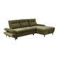 Libbi Fabric 2-Seater Sofa Bed with Right Facing Storage Chaise in Green - Chocolate Wood