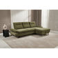 Libbi Fabric 2-Seater Sofa Bed with Right Hand Facing Storage Chaise in Green - Chocolate Wood