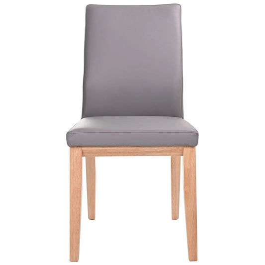 OAKLEY LEATHER DINING CHAIR MID-GRAY/NATURAL - MyChocolateWood