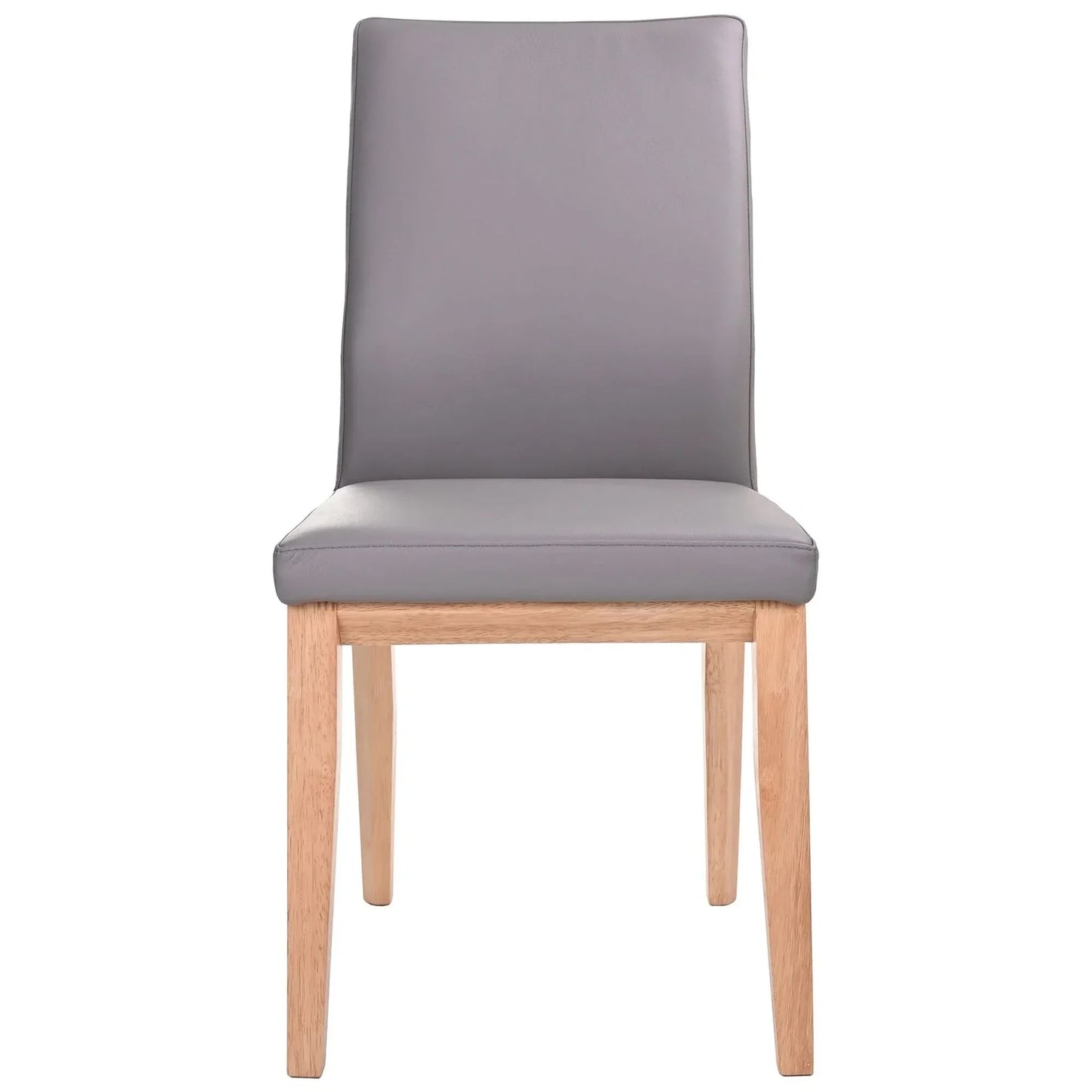 Oakley Leather Dining Chair in Mid Gray with Natural Legs - Chocolate Wood