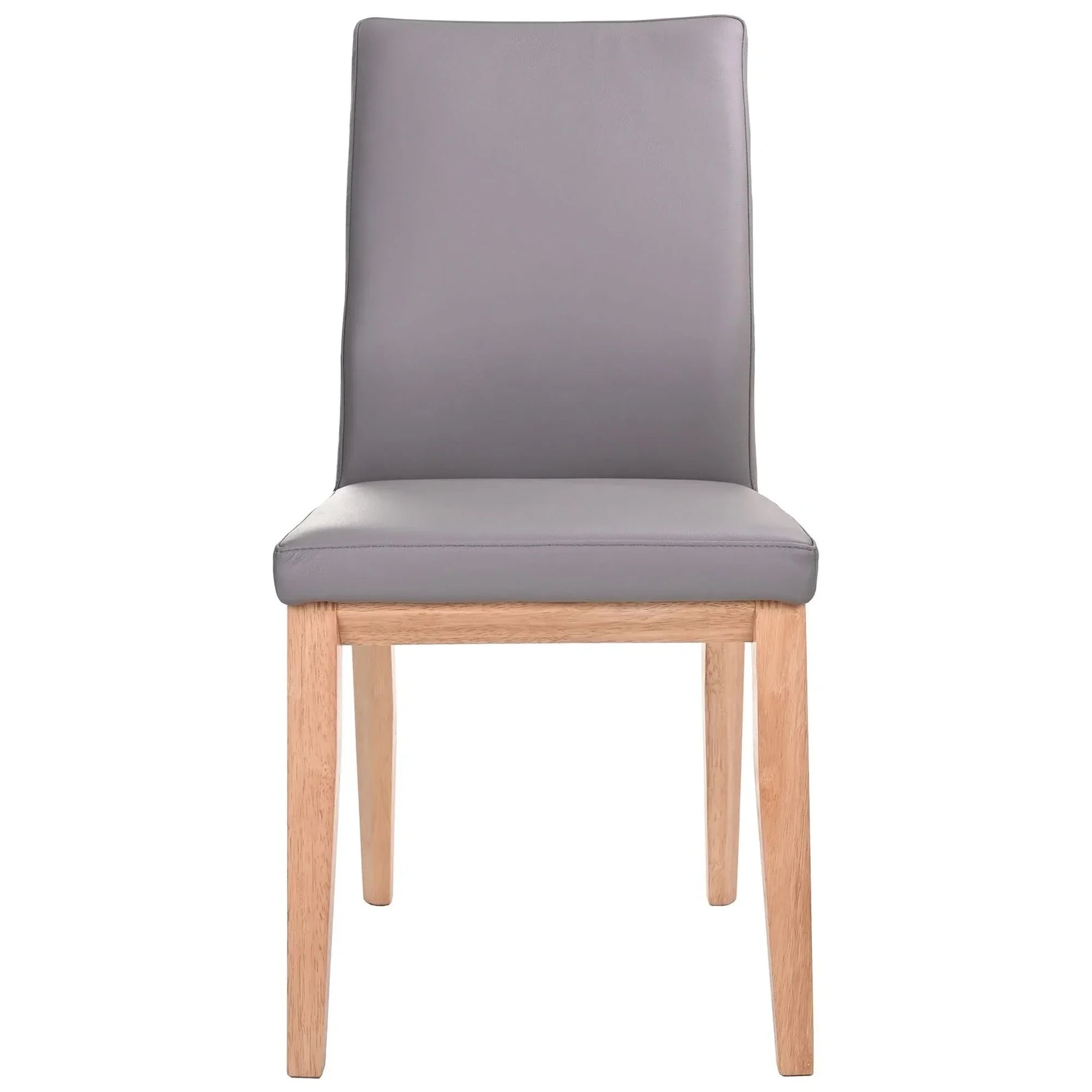 Oakley Leather Dining Chair in Mid Gray with Natural Legs - Chocolate Wood