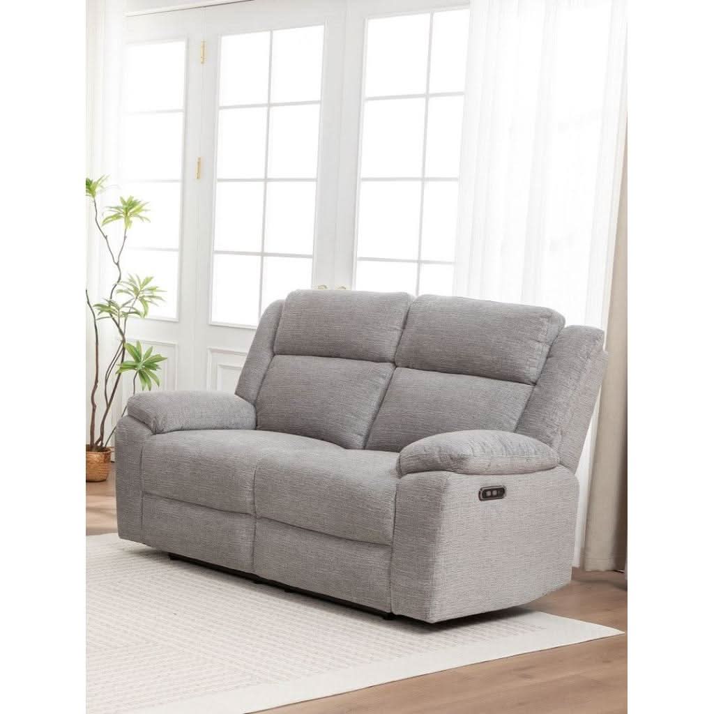 ALLOA FABRIC 2-SEATER ELECTRIC RECLINER SOFA GREY - MyChocolateWood