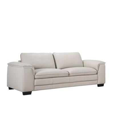 MACKENZIE LEATHER 3-SEATER SOFA - GREY - MyChocolateWood