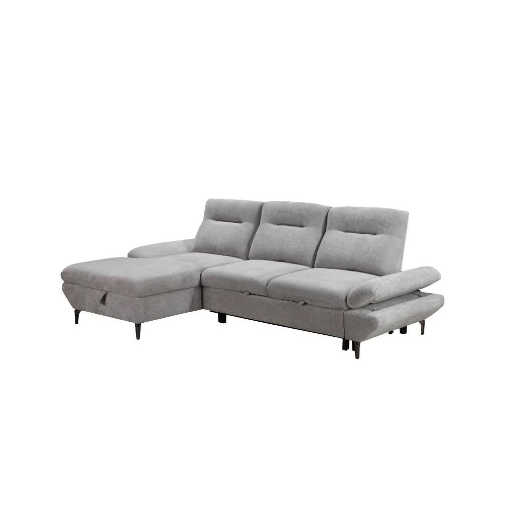 LIBBI FABRIC 2-SEATER SOFA BED WITH LHF STORAGE CHAISE GREY - MyChocolateWood