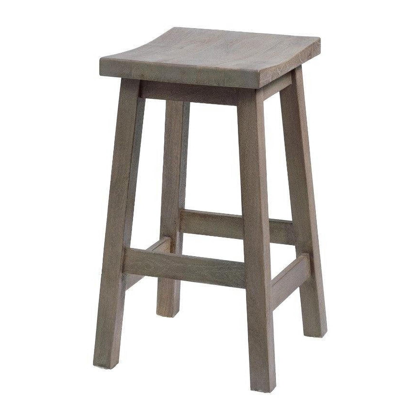 Papaya Solid Mango Wood Kitchen Stool in Grey Wash - Chocolate Wood