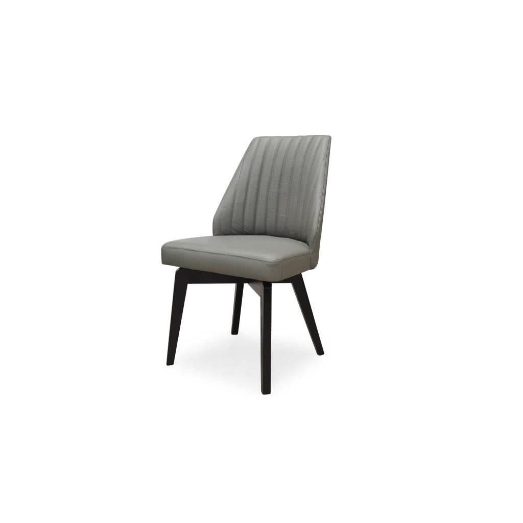 Gypsana Real Leather Dining Chair in Iron - Chocolate Wood