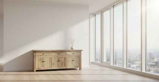 GIBRALTAR 3-DRAWER 6-DOOR SIDEBOARD / BUFFET - CRAFTED FROM RECYCLED ELM - MyChocolateWood