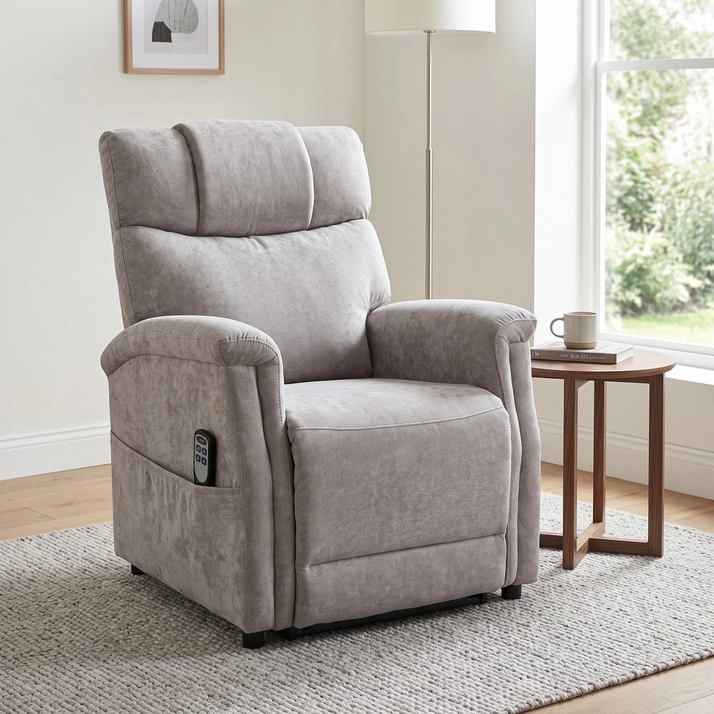 VALLI FABRIC LIFT CHAIR/ELECTRIC RECLINER/ARMCHAIR TAUPE