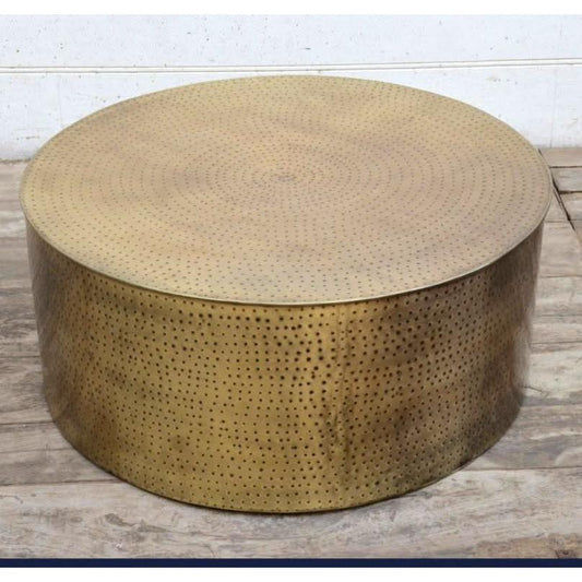 ELIAS ROUND HAMMERED IRON COFFEE TABLE - MyChocolateWood