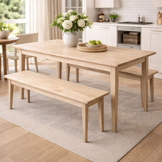 HAMPTON GREYWASHED OAK DINING TABLE 150CM - MyChocolateWood