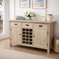 HAMPTON GREYWASHED OAK SIDEBOARD/BUFFET W/20 BOTTLE WINE RACK  3 DRAWERS & 2 DOORS - MyChocolateWood