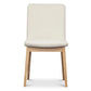 Hardin Leather Dining Chair in Frost with Natural Legs - Chocolate Wood