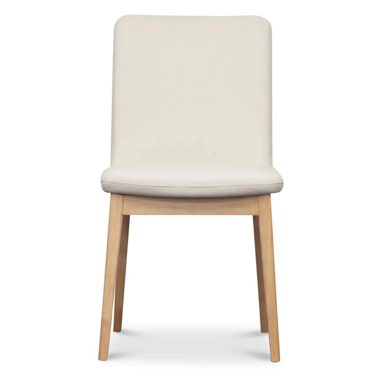 Hardin Leather Dining Chair in Frost with Natural Legs - Chocolate Wood