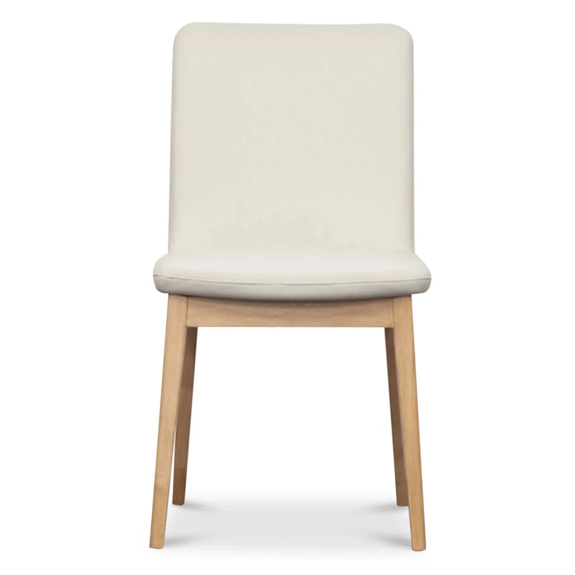 Hardin Leather Dining Chair in Frost with Natural Legs - Chocolate Wood