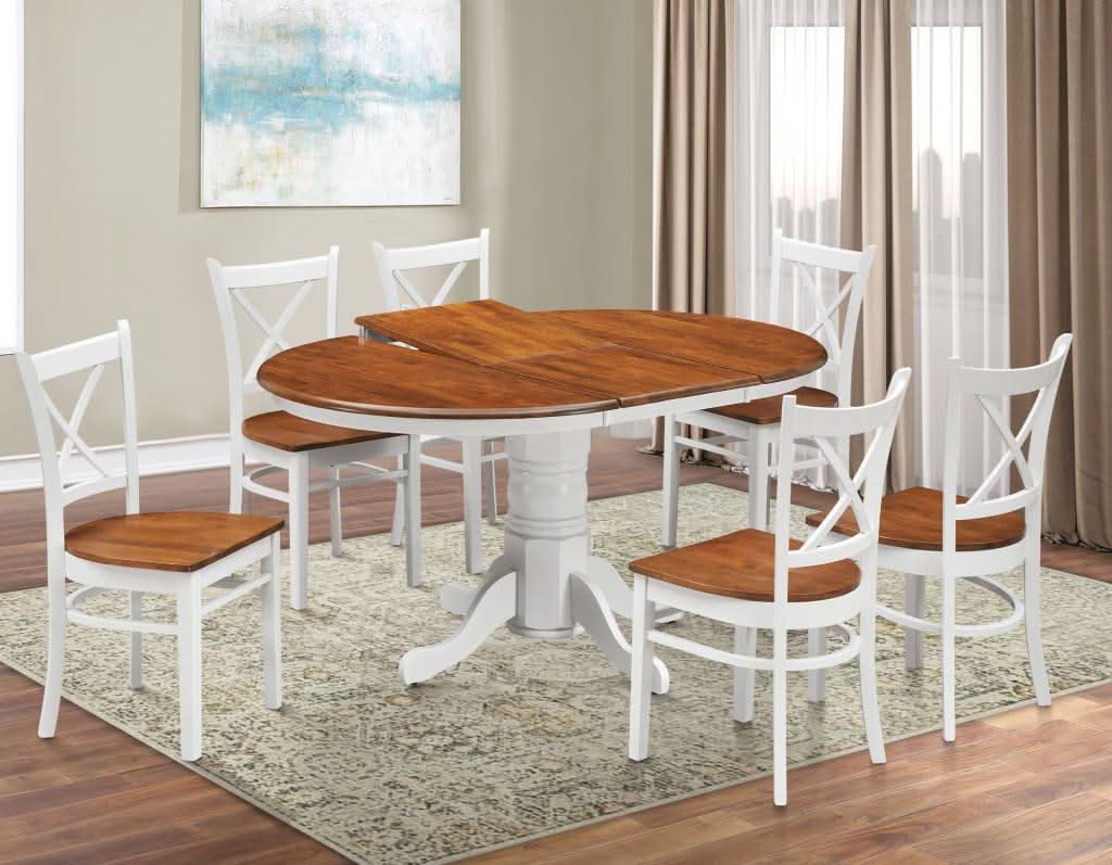 SURREY 7 PIECE DINING SET: 1  ROUND EXTENSION DINING TABLE & 6 SURREY DINING CHAIRS NATURAL (Copy) - MyChocolateWood