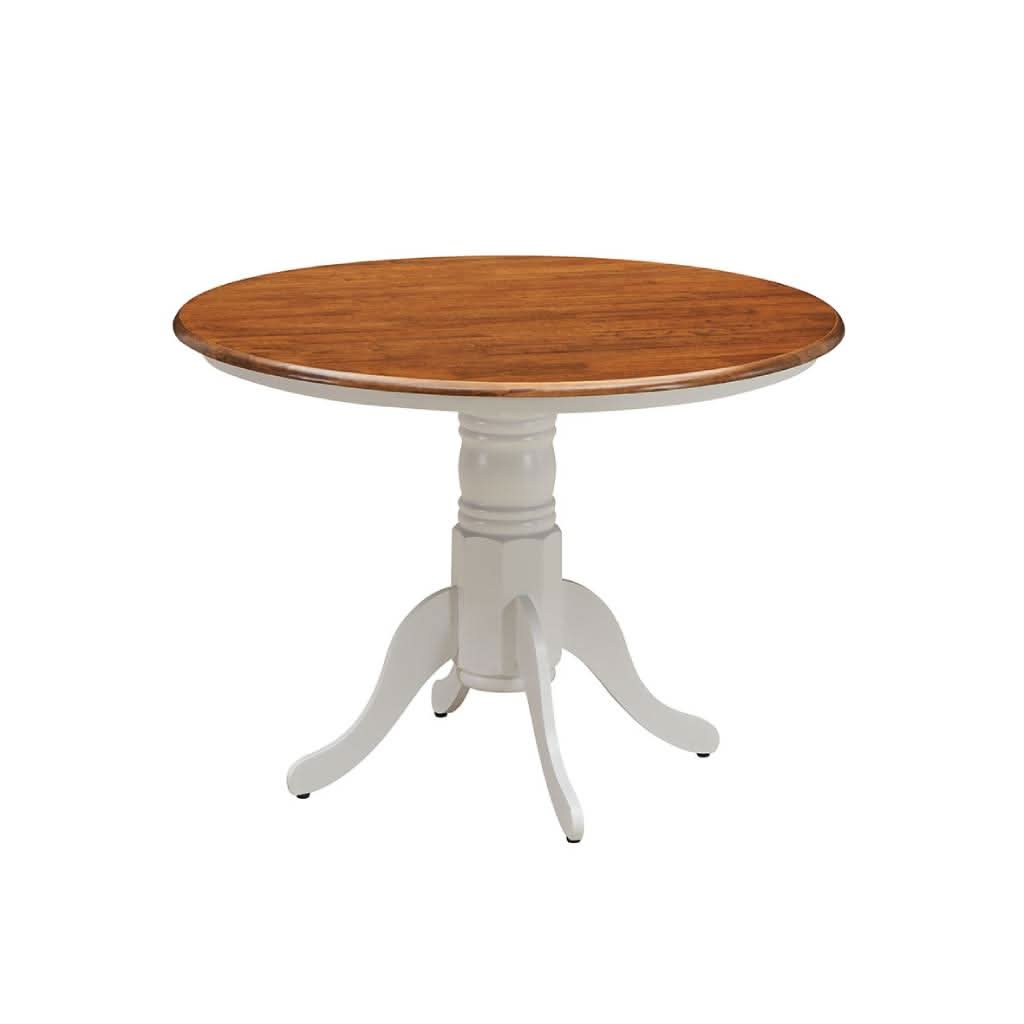 SURREY RUBBERWOOD ROUND TABLE BURNISHED OAK/WHITE 106.6CM - MyChocolateWood