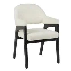 IRVINE FABRIC DINING CHAIR BLACK FRAME/ IVORY UPHOLSTERY - MyChocolateWood