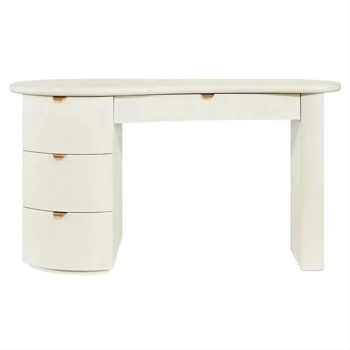 Delmar 4-Drawer Home Office Desk in Bone Ivory - Chocolate Wood