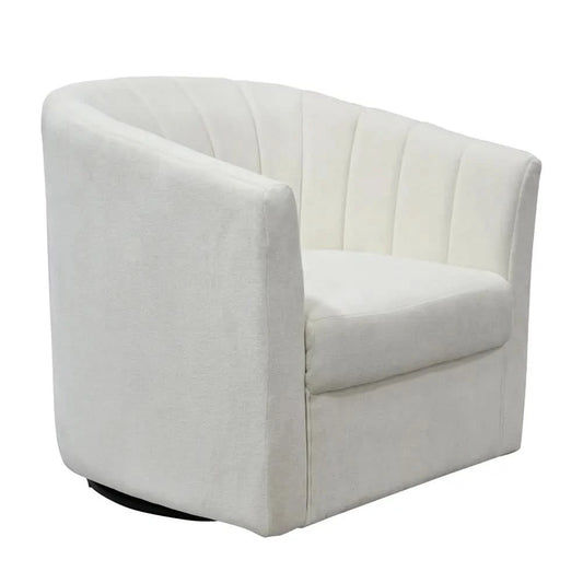 WINTHROP SWIVEL ARMCHAIR CHAIR/OCCASIONAL IVORY CHENILLE - MyChocolateWood