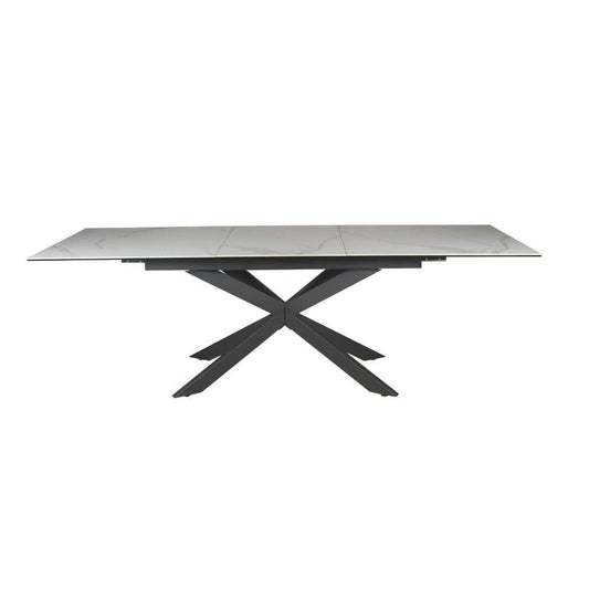 CHARIS EXTENSION CERAMIC GLASS DINING TABLE WHITE W:180/240CM - MyChocolateWood