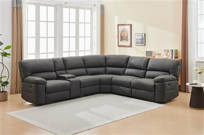 LANCY PREMIUM LEATHER 3 SEATER RECLINER SOFA + 2-SINGLE MANUAL RECLINER  ARMCHAIRS BLACK - MyChocolateWood