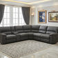 LANCY PREMIUM LEATHER 3 SEATER RECLINER SOFA + 2-SINGLE MANUAL RECLINER  ARMCHAIRS BLACK - MyChocolateWood