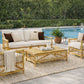 GARLAND 4 PIECE ACACIA WOOD OUTDOORS LOUNGE SETTING LIGHT BAMBOO FINISH/MIXED SAND COLOUR - MyChocolateWood
