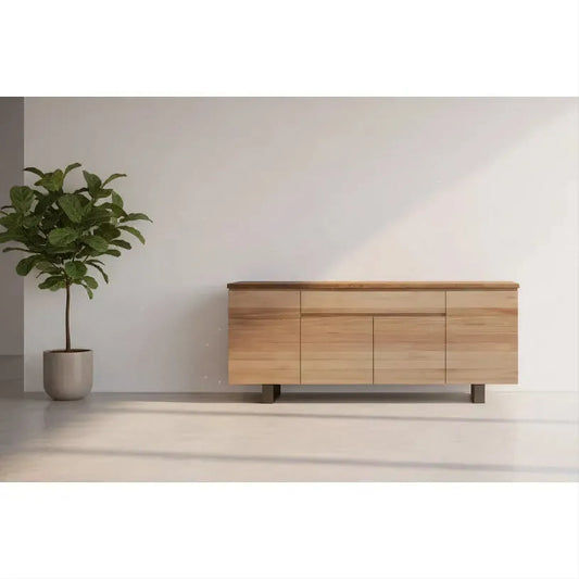 KESHAM MESSMATE BUFFET/SIDEBOARD 4 DOORS 1 DRAWER NATURAL/BLACK 200CM - MyChocolateWood