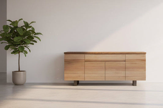 KESHAM MESSMATE BUFFET/SIDEBOARD 4 DOORS 1 DRAWER NATURAL/BLACK 200CM - MyChocolateWood