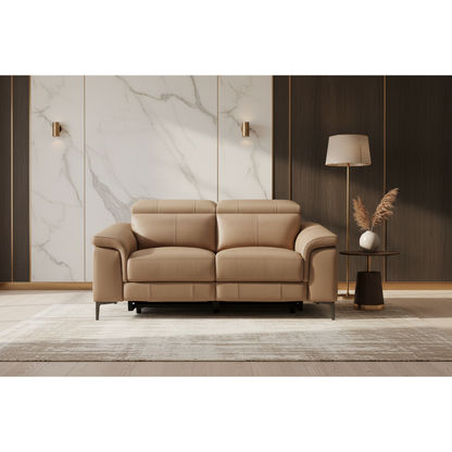 BRITTAS LEATHER 2-SEATER ELECTRIC RECLINER SOFA - MOCHA