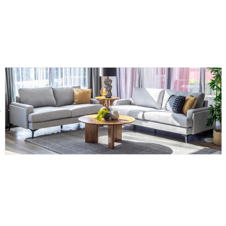 KIRTON FABRIC 2-SEATER SOFA LIGHT GREY - MyChocolateWood