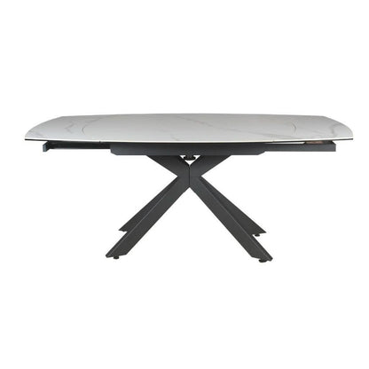DORIT SWIVEL EXTENSION CERAMIC GLASS DINING TABLE WHITE W:120/180CM