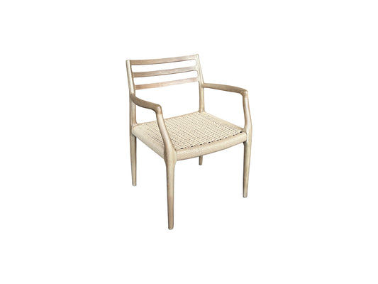 FINNIGAN LADDER-BACK DINING CHAIR/ARMCHAIR - ASHWOOD & WOVEN ROPE - MyChocolateWood