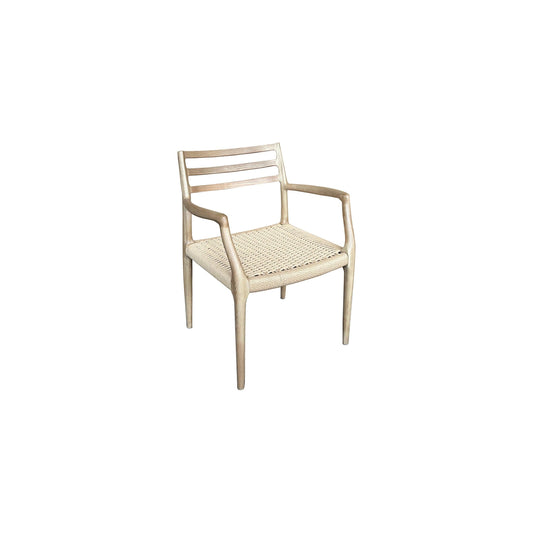 FINNIGAN LADDER-BACK DINING CHAIR/ARMCHAIR - ASHWOOD & WOVEN ROPE - MyChocolateWood