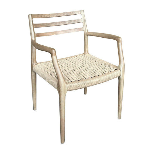 FINNIGAN LADDER-BACK DINING CHAIR/ARMCHAIR - ASHWOOD & WOVEN ROPE