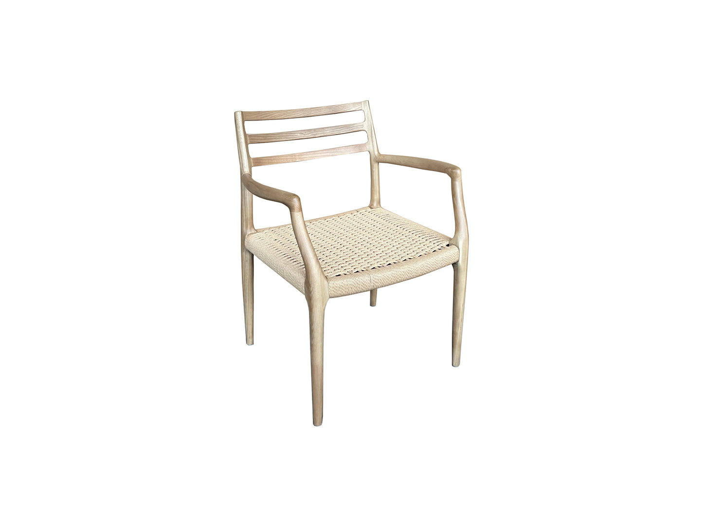 FINNIGAN LADDER-BACK DINING CHAIR/ARMCHAIR - ASHWOOD & WOVEN ROPE - MyChocolateWood