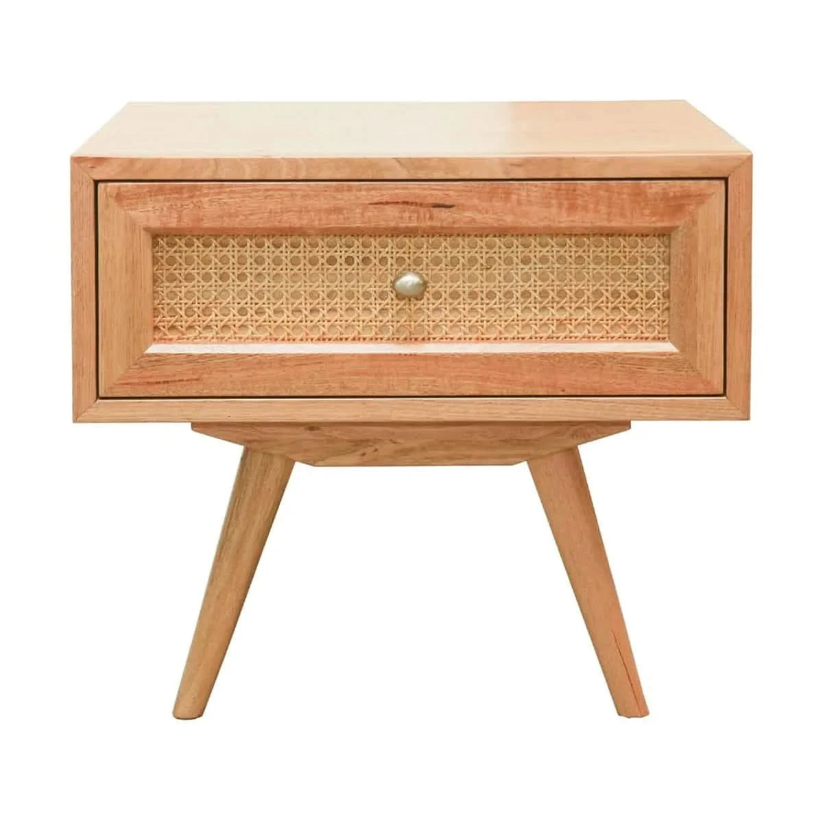HADLEIGH OAK & RATTAN LAMP TABLE/SIDE TABLE NATURAL - MyChocolateWood