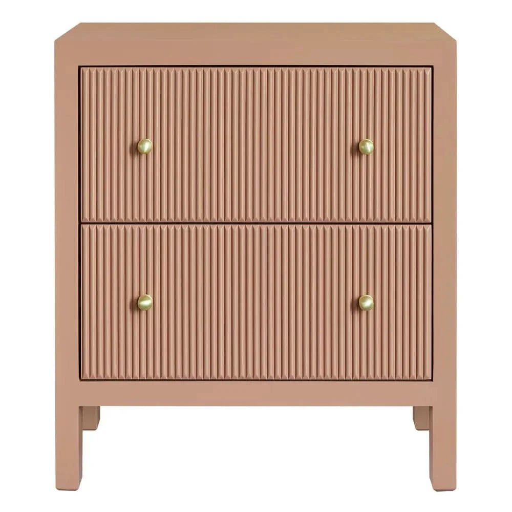 Jayla Large 2-Drawer Bedside Table in Mocha Mousse - Chocolate Wood