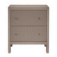 Jayla Large 2-Drawer Bedside Table in Taupe - Chocolate Wood