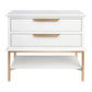 MORETTI 2-DRAWER BEDSIDE TABLE SATIN WHITE/GOLD LARGE - MyChocolateWood
