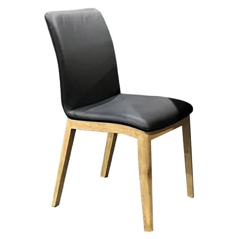 MENDOZA BLACK LEATHER DINING CHAIR - SOLID TIMBER FRAME/BLACK LEATHER - MyChocolateWood