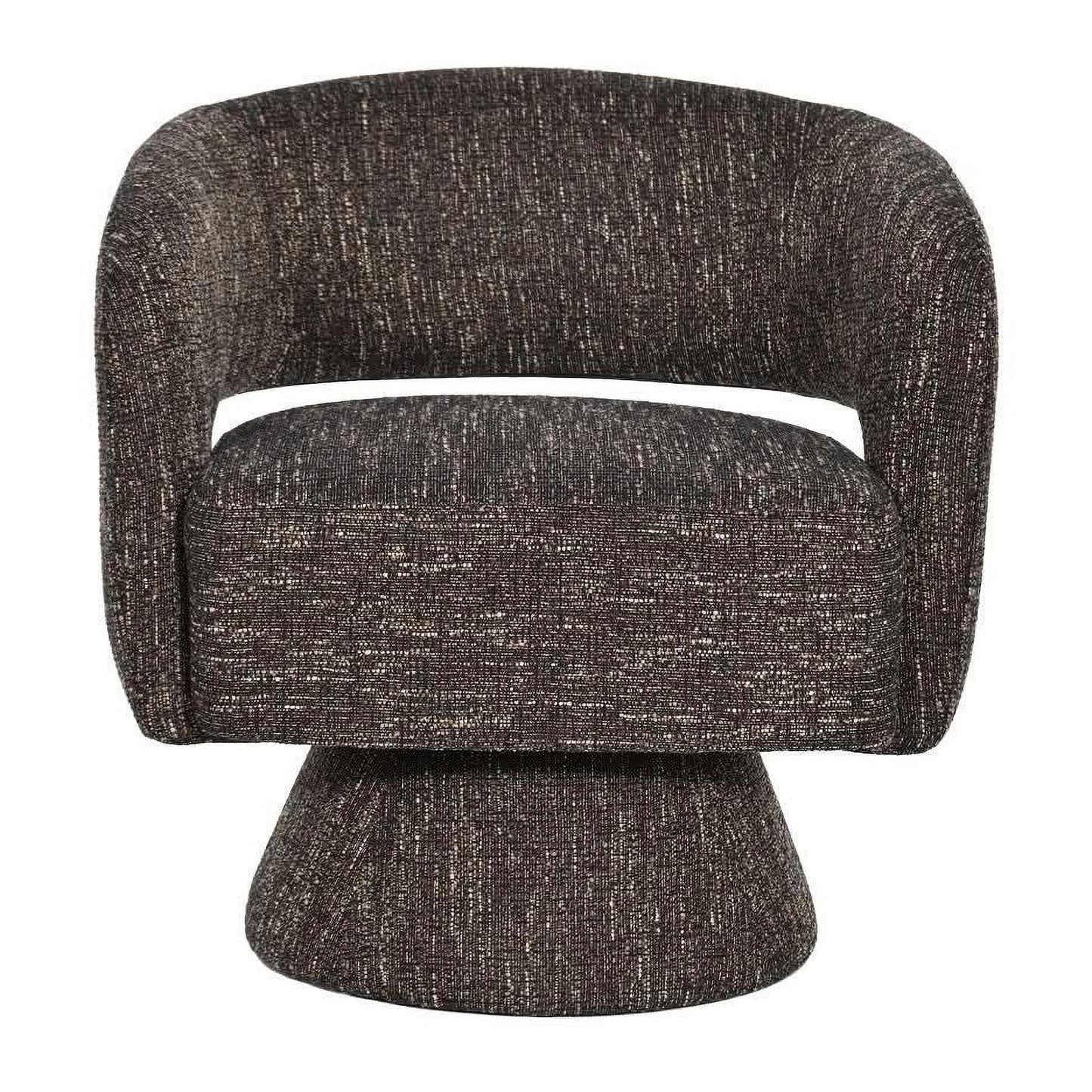Lester Fabric Accent Armchair with 360 Degree Swivel in Chocolate - Chocolate Wood