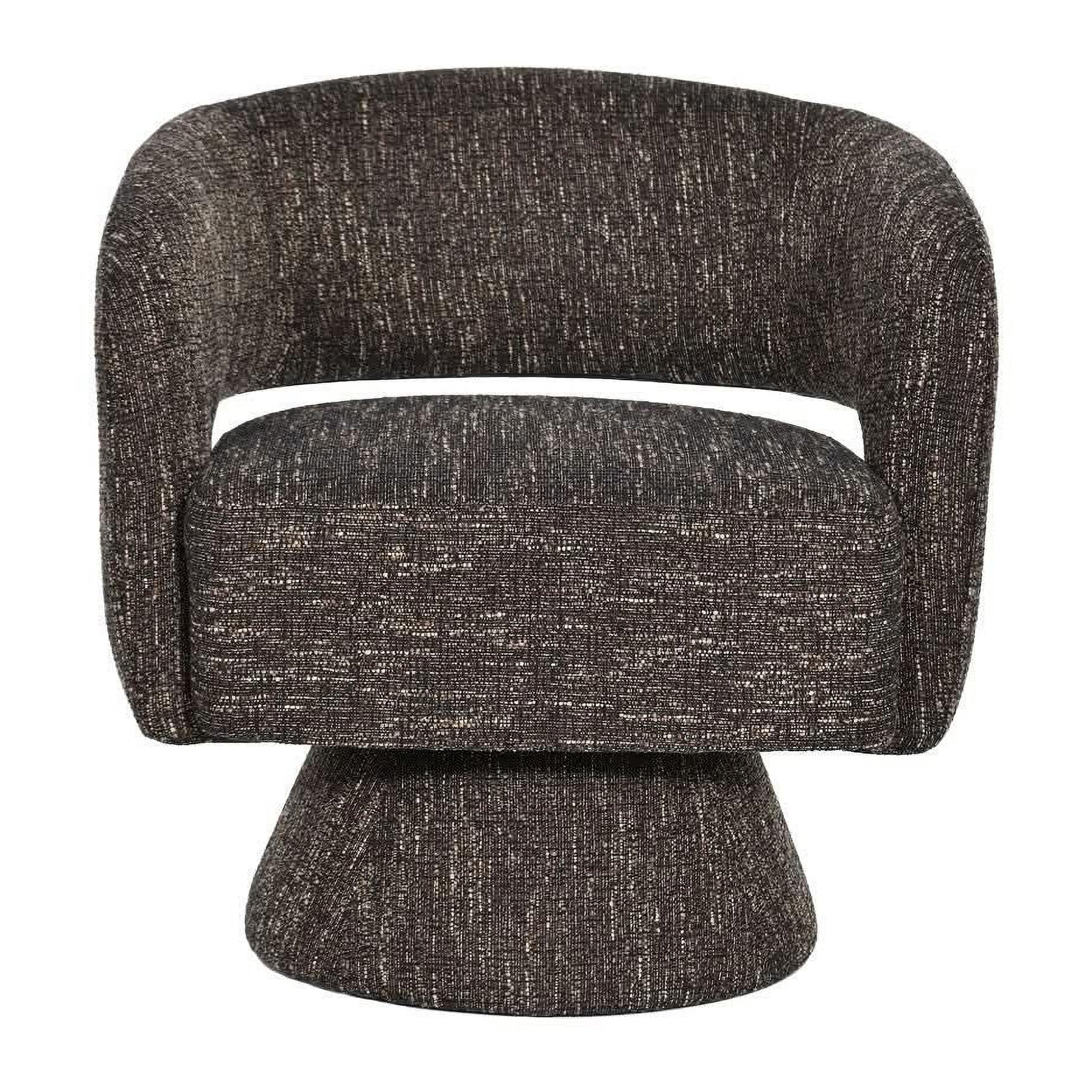 Lester Fabric Accent Armchair with 360 Degree Swivel in Chocolate - Chocolate Wood