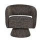 Lester Fabric Accent Armchair with 360 Degree Swivel in Chocolate - Chocolate Wood