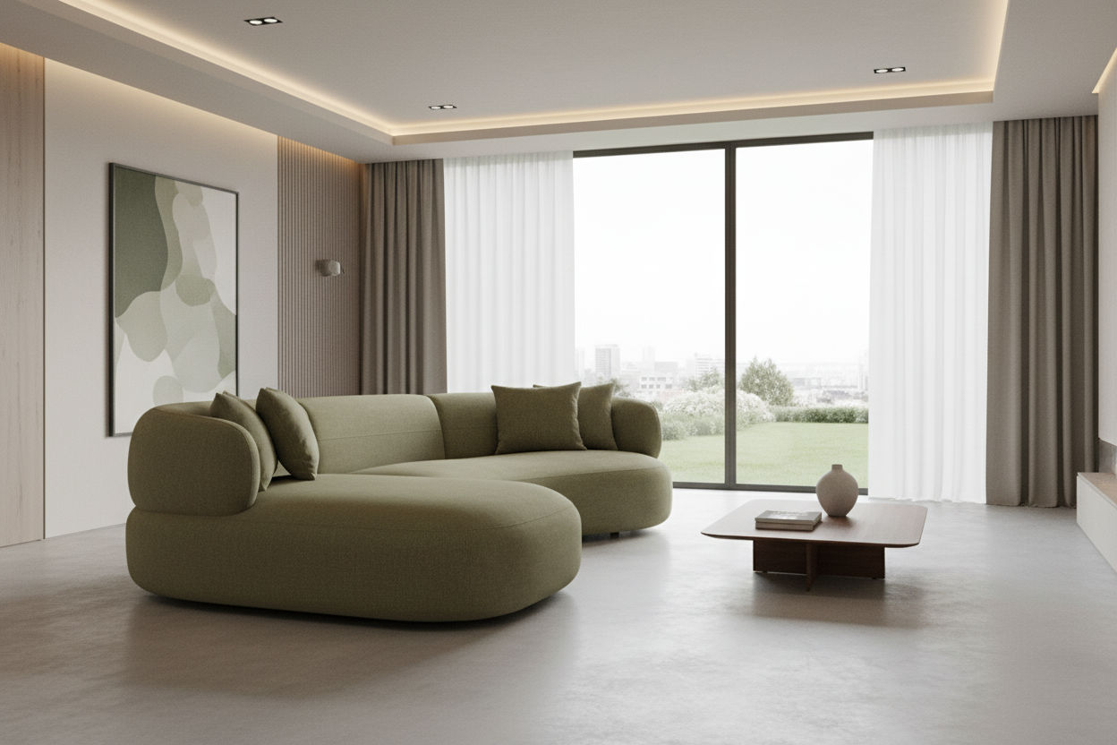 BEECHAM MODULAR 3-SEATER CORNER SOFA WITH LHF CHAISE - SAGE CHENILLE - MyChocolateWood
