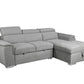 SUTTON FABRIC 2-SEATER SOFA W/ SINGLE BED & RHF CHAISE LIGHT GREY