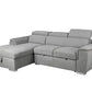 SUTTON FABRIC 2-SEATER SOFA W/ SINGLE BED & LHF CHAISE LIGHT GREY