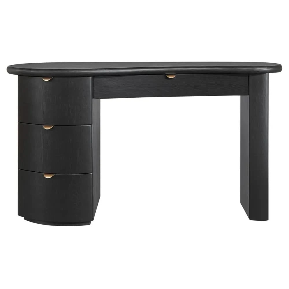 DELMAR  ASHWOOD VENEER 4-DRAWER HOME OFFICE DESK/ STUDENT DESK BLACK - MyChocolateWood