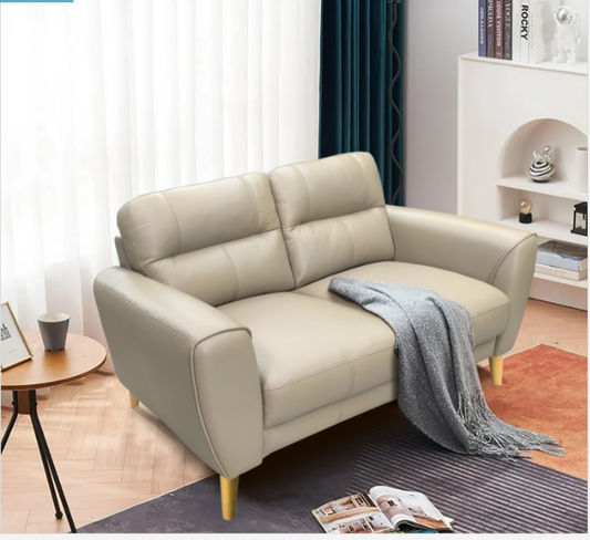 VIGGO 2-SEATER LEATHER SOFA LIGHT BROWN - MyChocolateWood