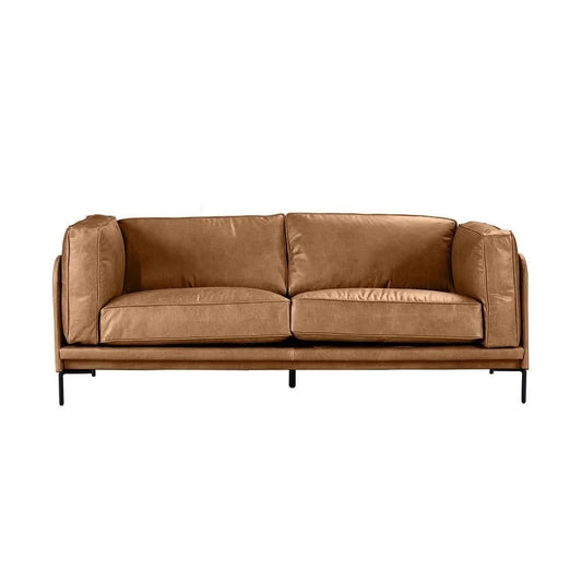 DAVIEN LIGHT BROWN 2.5 SEATER SOFA TOP GRAIN COW LEATHER - MyChocolateWood
